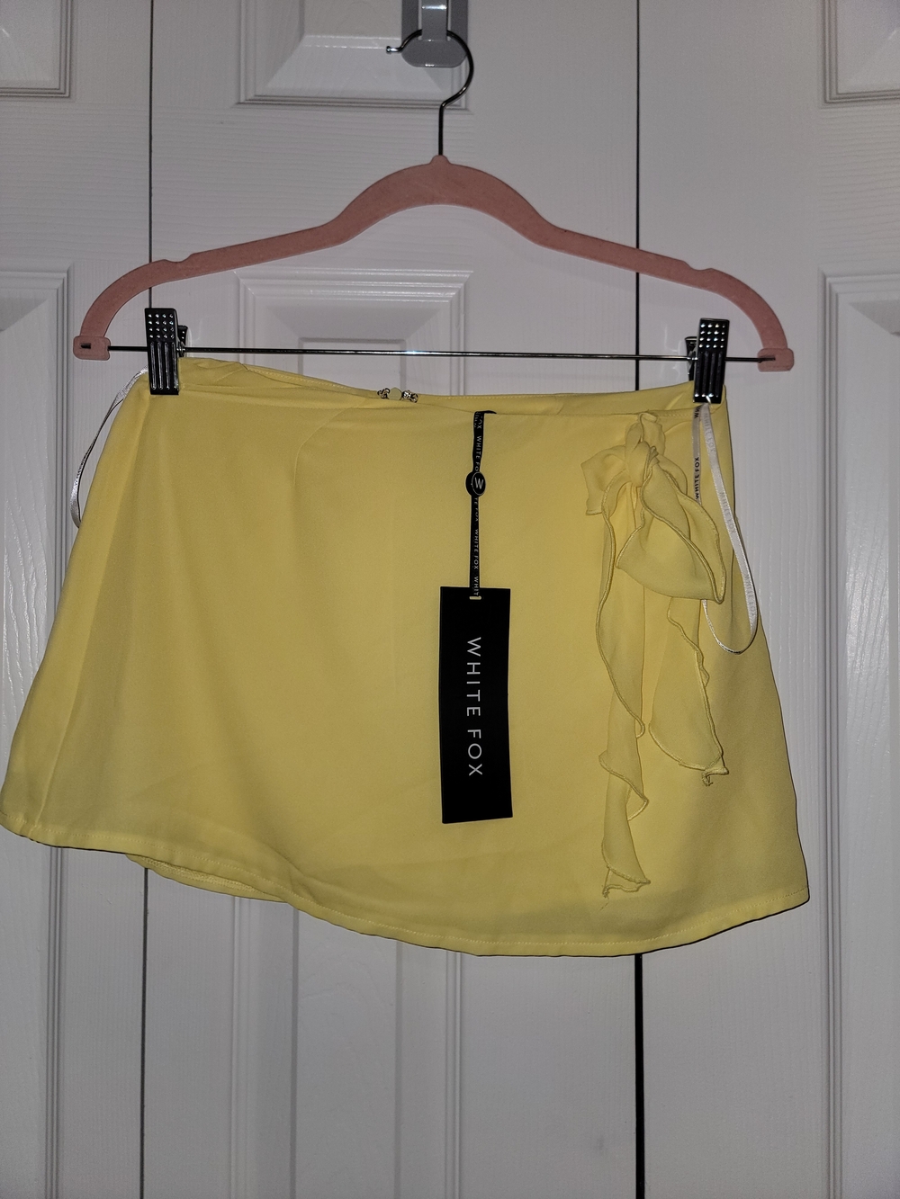 White Fox Boutique Lemon Ruffle Tie Mini Skirt